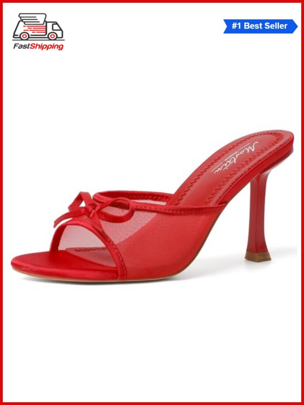 ✨Women's Kitten Heel Mules with Bow Backless Slip On Stiletto Sandals for Party
